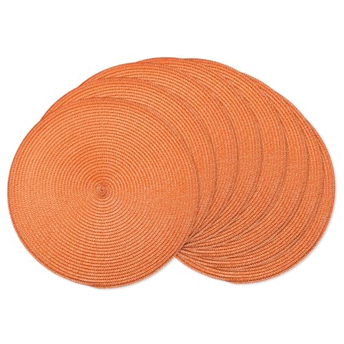 AHHFSMEI Round Placemats Set of 8 Heat Resistant Washable Non-Slip Woven Braided Table Mats for Dining Table Kitchen & Home Decor (Orange,8) - color: Orange, size: Set of 8