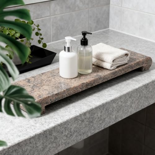 16"x4" Natural Marble Tray Pedestal Stand, Bathroom Counter Stone Trays - color: Golden Star