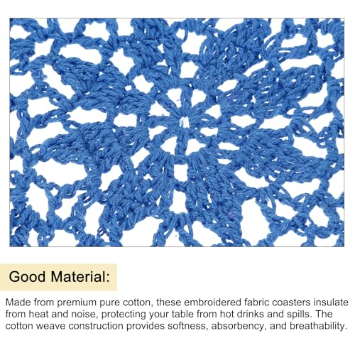 uxcell Fabric Coasters, 8pcs 4" - Cotton Woven Crochet Doilies, Lace Embroidery Cup Mat with Floral Pattern for Wedding Party Decoration (Lake Blue) - color: Lake Blue