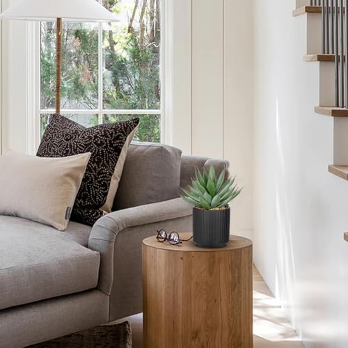 Briful Succulents Plants Artificial for Home Decor, Realistic Potted Fake Agave Plant, Black Ceramic Vase, Cute Aloe Maguey Faux Plant, Shelf Tables Decor, Modern Farmhouse Home Bathroom Decorations - color: Aloe-black Ceramic Pot