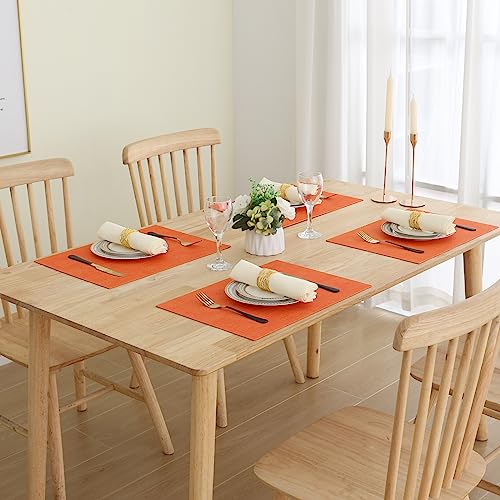 Homaxy PU Faux Leather Placemats for Dining Table, Set of 6, Orange - color: Orange