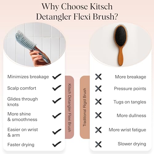 Kitsch Flexi Flow Detangler Brush, Hair Brushes For Women - Haze Blue - color: Haze Blue, size: 1 pc