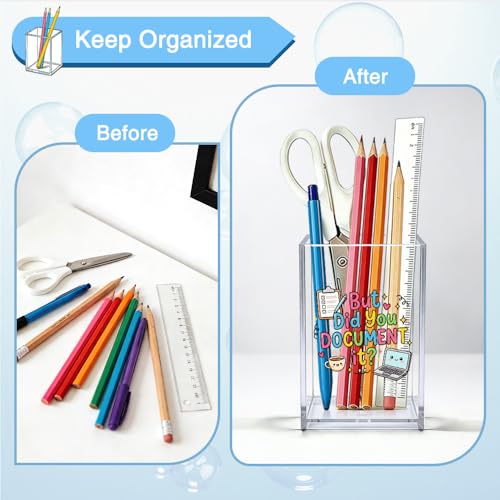 But Did You Document It Acrylic Organizer Pencil Pen Holder, Funny Desk Organizer Pen Holder, HR Work Desk Decor, Humor Office Accessory Gifts for HR Coworker Boss Employee IT Professional - color: Clear 4