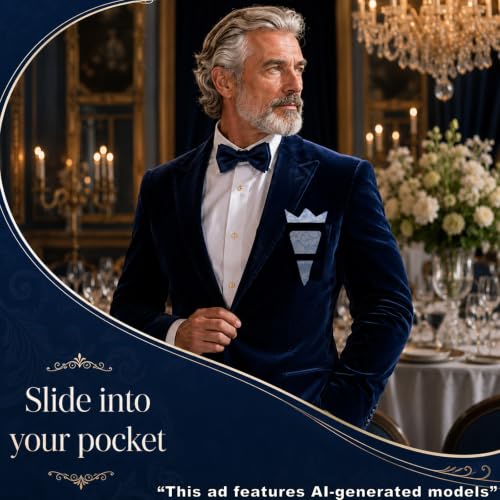 Handkerchiefs for Men with Holder Vantige Pocket Squares for Men - color: Light Blue