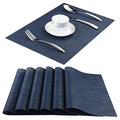 Plastic Placemats,Non Slip Washable Placemats for Dining Table Wipe Clean Table Mats Set of 6 (Navy Blue) - color: 03: Navy, size: 6 Placemats