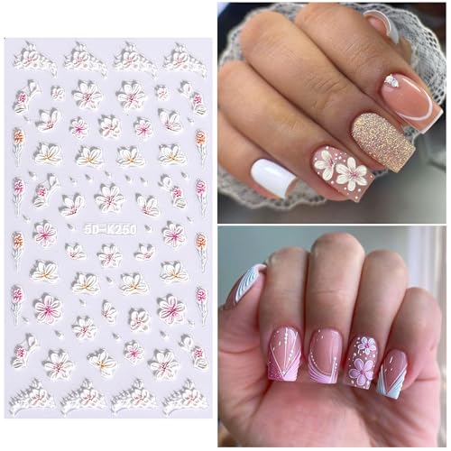 Pink Flower Nail Stickers for Nail Art Nail Decals for Women - color: Colorful-10