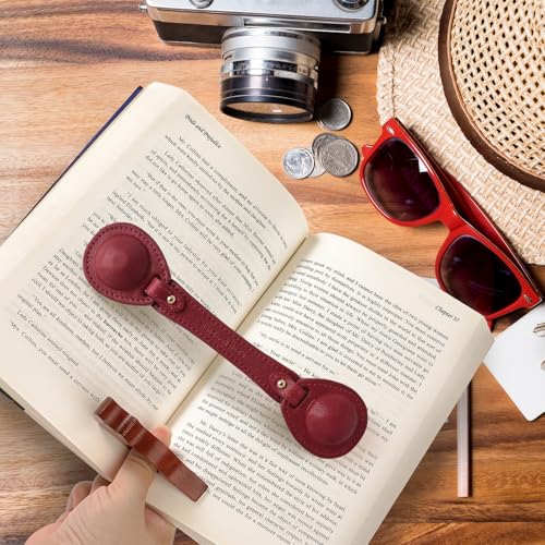 Leather Weighted Bookmarks Page Holder for Women Men, Thumb Book Page Holder for Reading, Book Accessories Gift for Book Lovers (Red) - color: Bph03+bph07-red