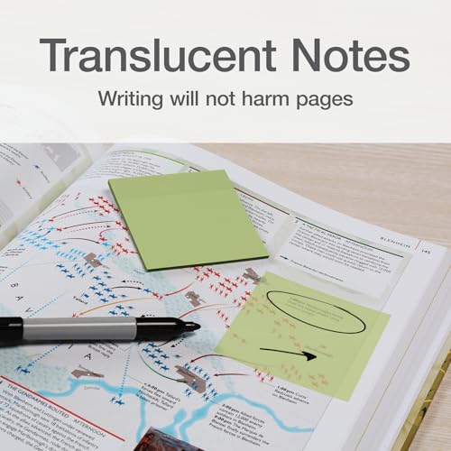 Redi-Tag Translucent Sticky Notes, Transparent Self-Stick Notes, 3" x 3", Calming Colors, 4 Pads, 50 Notes Per Pad, 200 Sheets (1006592) - color: Calming