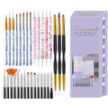 31PCS Nail Art Brush Set, Liner, Dotting, Fan & Flat Brushes - color: black