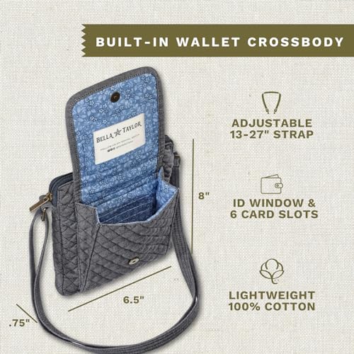 Bella Taylor Mini Crossbody, Quilted Handbag for Women - color: Dark Denim