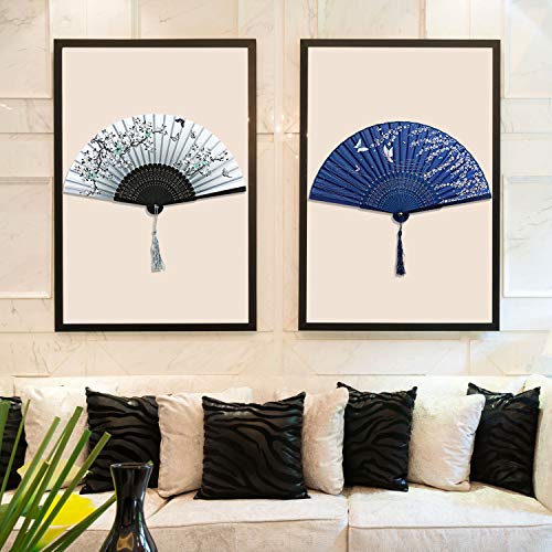 Chuangdi 12 Pcs Folding Hand Fans for Line Silk Dancing Fan, Cherry Blossom - style: Cherry Blossom