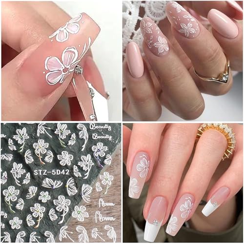 Lace Nail Stickers for Nail Art Flower Nail Decals for Women - color: Colorful-21