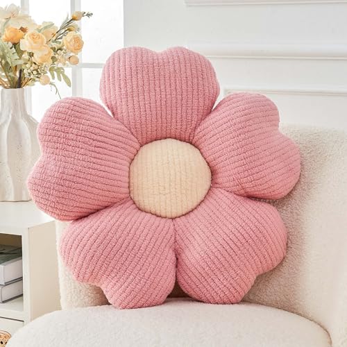 Kcvvcr Flower Throw Pillow, Cute Flower Shaped Pillow Decorative Throw Pillow for Bed Couch, Soft Daisy Pillows Floor Seating Cushion Cushions (14.9 Inch Pink) - color: Pink, size: 14.9 Inch