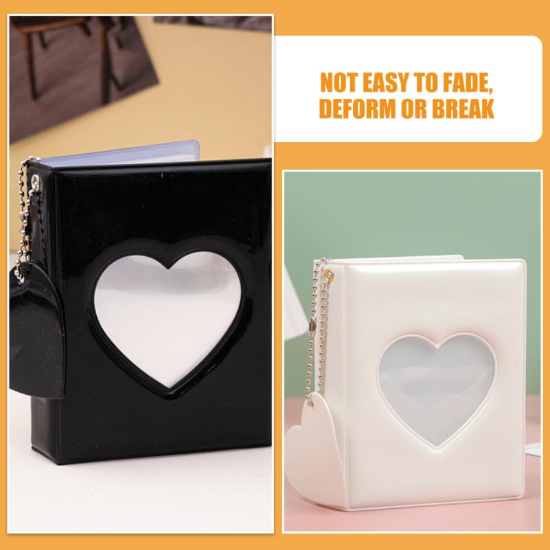 Cabilock 2-Pack Mini Photocard Binders with Heart Windows, Black and White