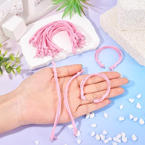 20Pcs Pearl Pink Adjustable Braided Cord Colorful Waxed Thread Half Finished Bracelet with Jump Rings for Wrist DIY Women Jewelry Making Friendship Fashion Bangle Accessory - color: Pearl Pink