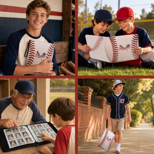 Baseball Card Binder, 1080 Pockets 9-Pocket Trading Card Album with Zipper - color: Baseball A