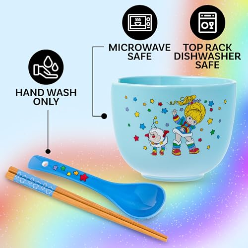 Silver Buffalo Rainbow Brite and Twink, Ramen Bowl with Chopsticks, 20oz - color: Rainbow Brite and Twink Spoon, size: 20 Ounces (With Spoon)