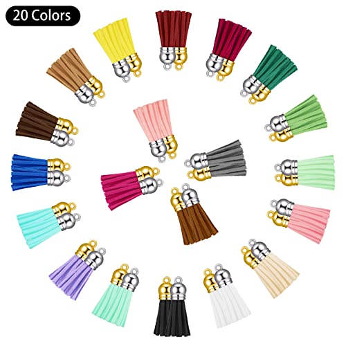 Hapeper 80 Pieces Leather Tassel Keychain Tassels Pendants Charm Tassel for DIY Crafts, Jewelry Making (1-1/2 Inch) - size: 1-1/2 Inch