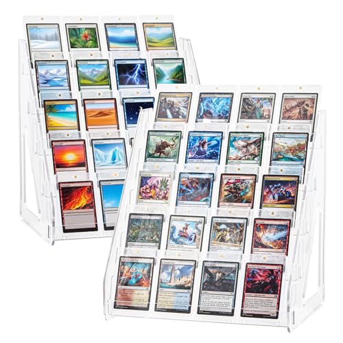 DEEIF 5 Tier Acrylic Trading Card Display Stand for Sports Cards, 2 Pack - size: 5 Tier, 2 Pack