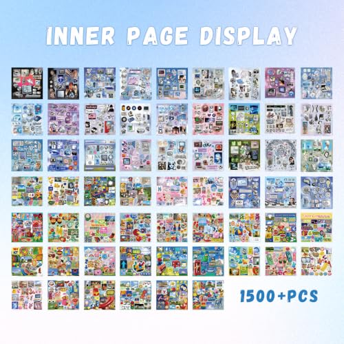 1500+ Pcs Aesthetic Sticker Book for Journaling - color: Nebula Dream