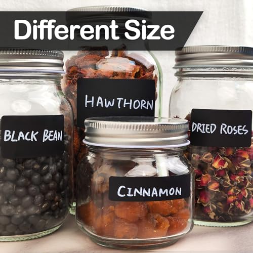 JIEHENG 170Pcs Black Removable Labels for Jars with 2 Liquid Chalk Marker - color: Black