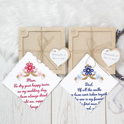 Mother of the Groom Gift Wedding Handkerchief Something Blue - color: Mom & Dad