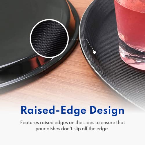 New Star Foodservice Restaurant Grade Non-Slip Serving Tray, 14 Inch Round Black Plastic Tray with Rubber-Lined Surface, Bar, Catering, Restaurant, and Foodservice Tray - size: 14 inch