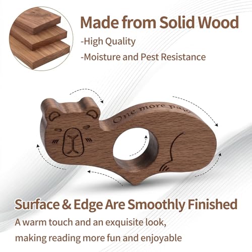 2 Pack Capybara Thumb Book Page Holder, Natural Wooden Thumb Page Holders, Lightweight Book Opener & Page Spreader, Ideal Reading Accessories Gift for Book Lovers & Readers(2.2cm/0.86")