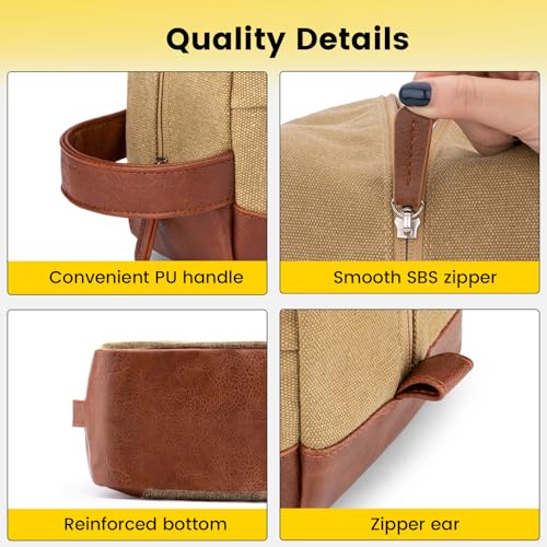 Vorspack Canvas Travel Toiletry Bag for Men, Medium, Brown - color: Brown, size: Medium