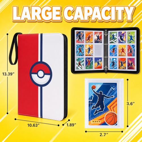 Card Binder, 9 Pocket 990 Card for Collectible Trading Card Albums - color: 990-RED-1