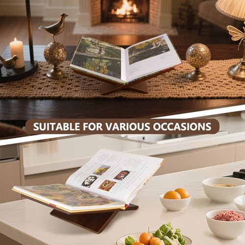 PUERSI Open Display Stand, Wooden Large Book Holder, Coffee Table Stand - color: Brown