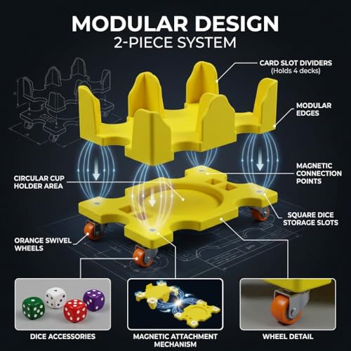 Playing Card Tray with 360° Rotation and Smooth Sliding Wheels
