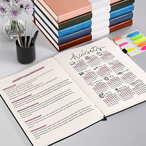 College Ruled Notebook B5, 312 Numbered Pages Diary, Lined Leather Journal - color: Black, size: B5