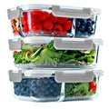 Glass Meal Prep Containers 1 & 2 & 3 Compartments, Airtight, 35 oz, 3 Pack - color: Gray (1,2,3 compartment - 3 pack, 35 oz)