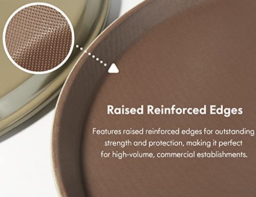 CURTA 2-Pack 14 Inch Non-Slip Serving Tray, Brown Round Server Tray - color: Brown-round, size: 14 Inch