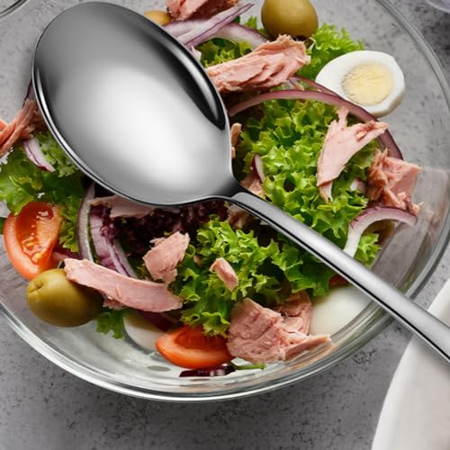 Serving Spoons Set, 8PCS, 10-Inch, Includes 8 Large Spoons - color: Silver, size: 8 Pieces (Large Only)