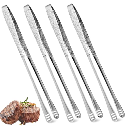 4 Pieces 11 Inches Korean BBQ Tongs Stainless Steel Grill Kitchen Food Tongs Tweezers Cooking Clamp Tool for Salad, Fish, Steak, Barbecue, Buffet, Meat