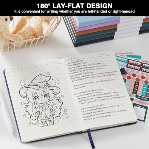 Lined Journal Notebook with Pen, A5 (5.7"x8.4"), Hardcover, Black, 3 Pack - color: 3 Black, size: A5