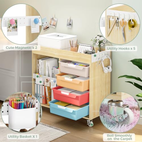 SYKIARIOL Craft Organizers and Art Supply Storage Art Cart, Classic Macaron - color: Classic Macaron