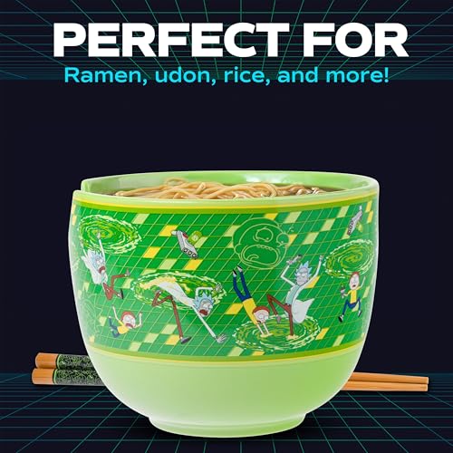 Silver Buffalo Rick and Morty, Ramen Bowl with Chopsticks, 20oz - color: Rick and Morty Portal Spoon, size: 20 Ounces (With Spoon)