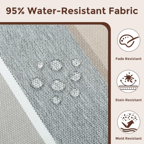 FUNHOME Outdoor Pillow Covers 18x18 Inch Pack of 2, No Insert-Grey Stripe - color: Grey Stripe, size: 18"L x 18"W
