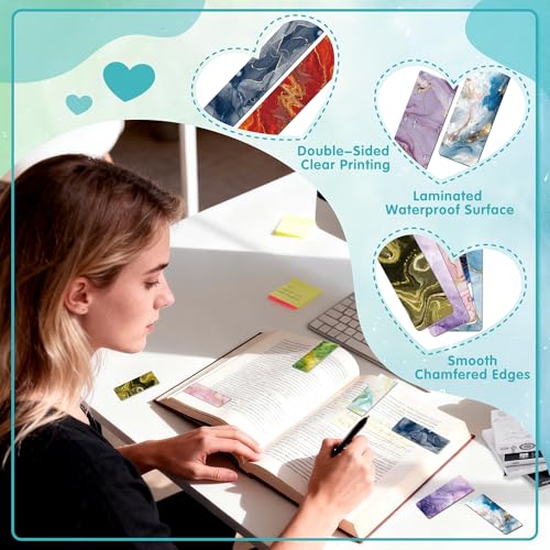 96PCS Magnetic Bookmarks Bulk Magnet Bookmarks Book Lovers Gifts - style: Marble Watercolor