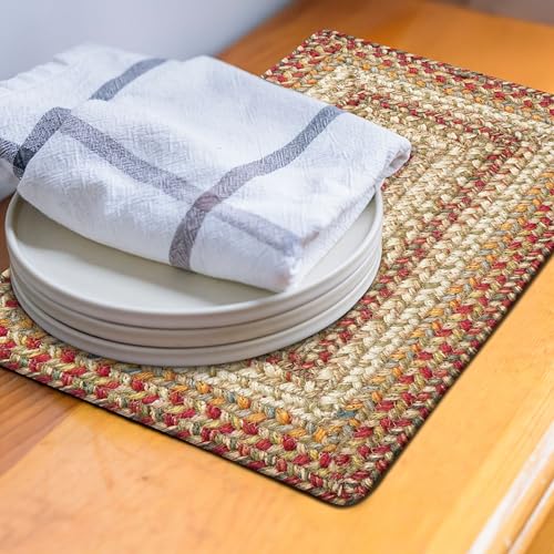 Homespice Harvest Jute Braided Table Mats, Rect 10x15 Set of 4 - color: Harvest