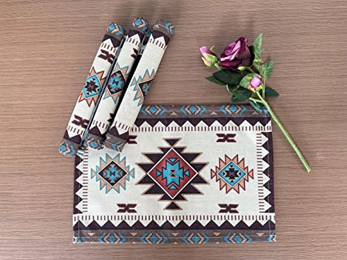 Aztec Southwest Geometric Placemats, Set of 4, 18x13 Inches - color: Aztec-placemat
