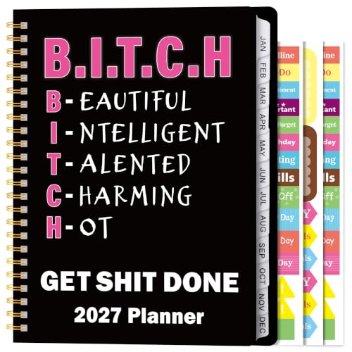 Xqumoi 2027 A5 Planner Black Bitch Sweary Weekly and Monthly Planner Gift - color: Black Bitch 2027, size: A5