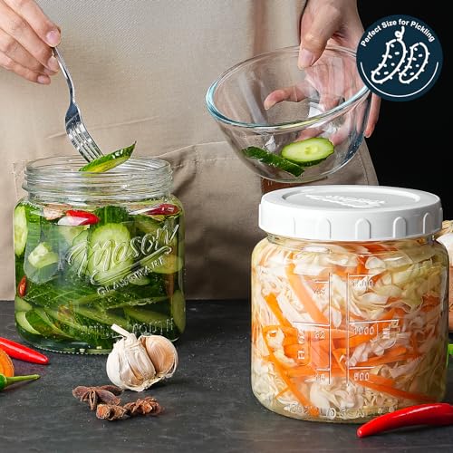 Half Gallon Glass Jar with Lid, 64 Oz Mason Jar for Pantry Storage - color: 64oz-Round-2 Pack-Screw Lid
