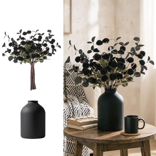 BLOSMON Black Flowers Artificial for Dining Table Centerpieces Decor - color: Black Kiku