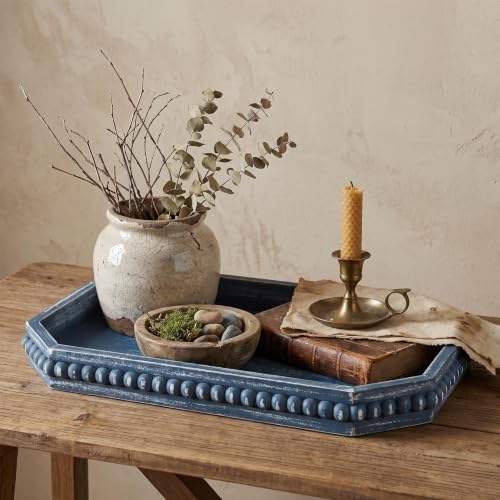Hrastany Blue Wood Deocrative Tray, Coffee Table Tray for Centerpiece - color: Burnt-c8, size: 15.7" x 10.2" x 1.6"