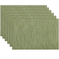SHACOS Placemats Set of 6 Woven Vinyl Place Mats for Dining Table Wipe Clean Non Slip Christmas Table Mats (6, Olive Green) - color: Olive Green, size: Set of 6