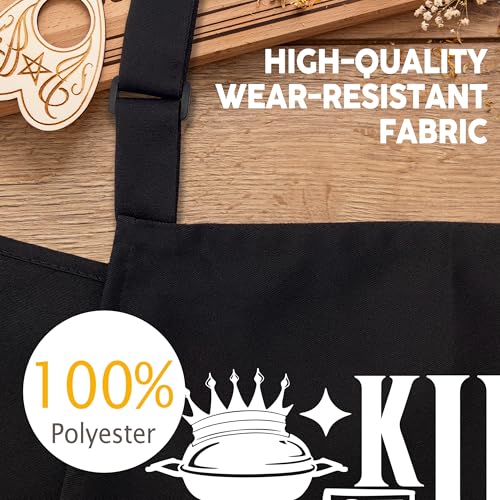 King of the Grill Funny Aprons for Men with 2 Pockets, Cooking Apron for Dad, Gag Gifts for Men, Adjustable BBQ Grilling Apron for Husband, Chef Kitchen Gifts for Birthday & Father’s Day - A20 - color: King of the Grill 3